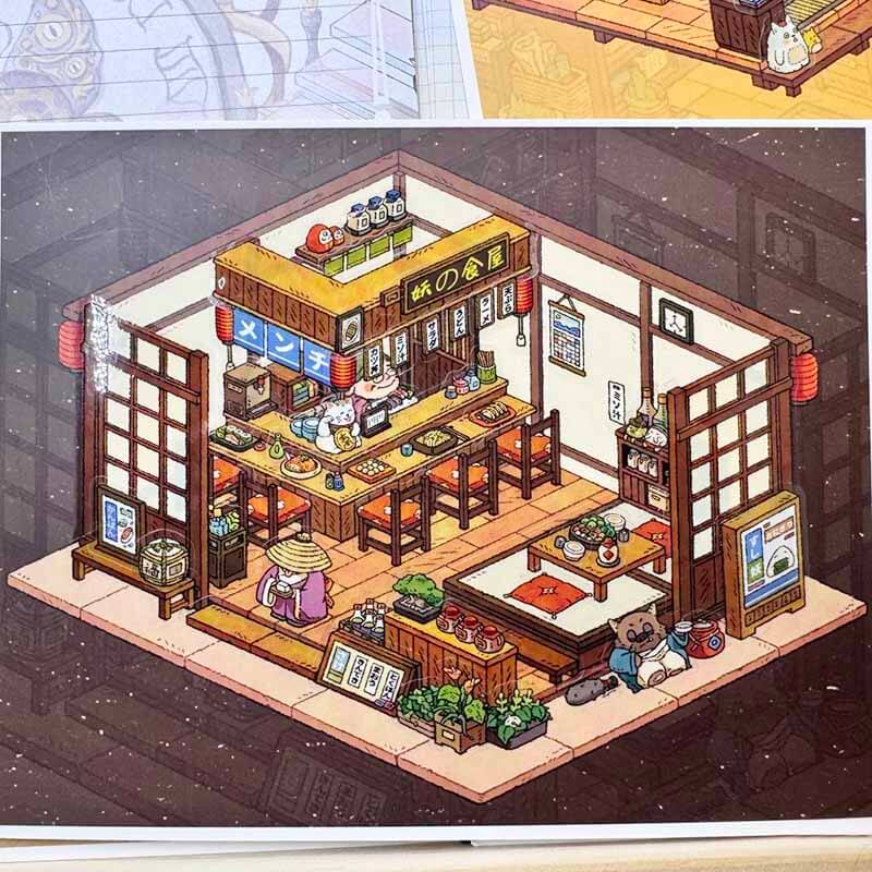 Monster Shop DIY 3D Scene Sticker 4 Cute Miniature Scenes(M)