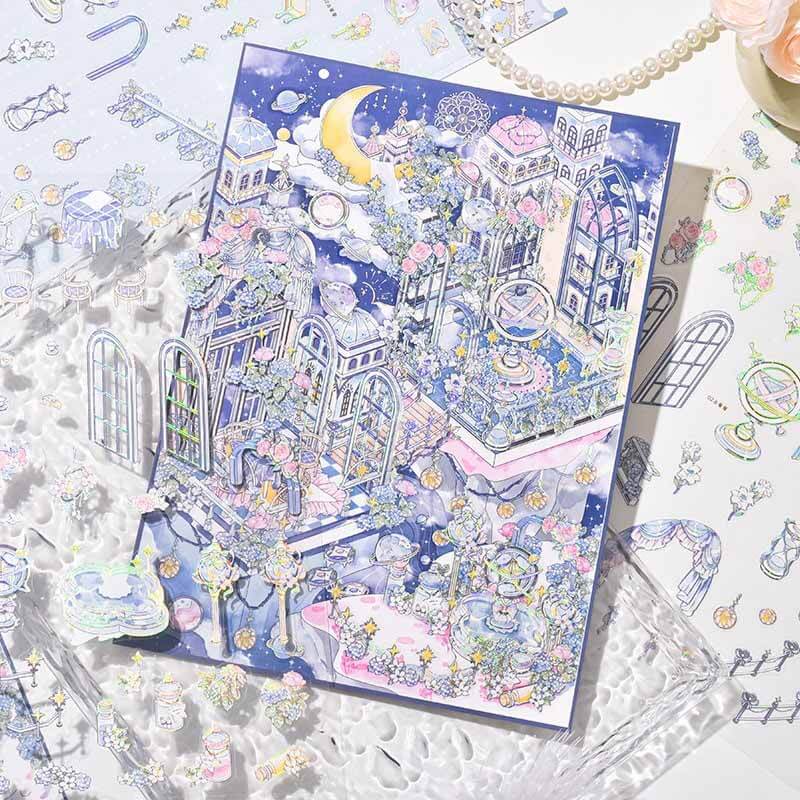Moon Watch DIY 3D Scene Stickers With Guide Lines(L)