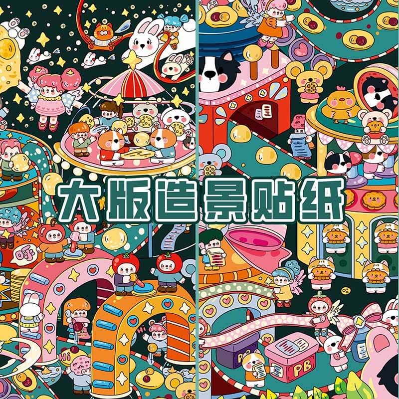 Moonlight Feast DIY 3D Scene Stickers 2 Cute Miniature Scenes (L)