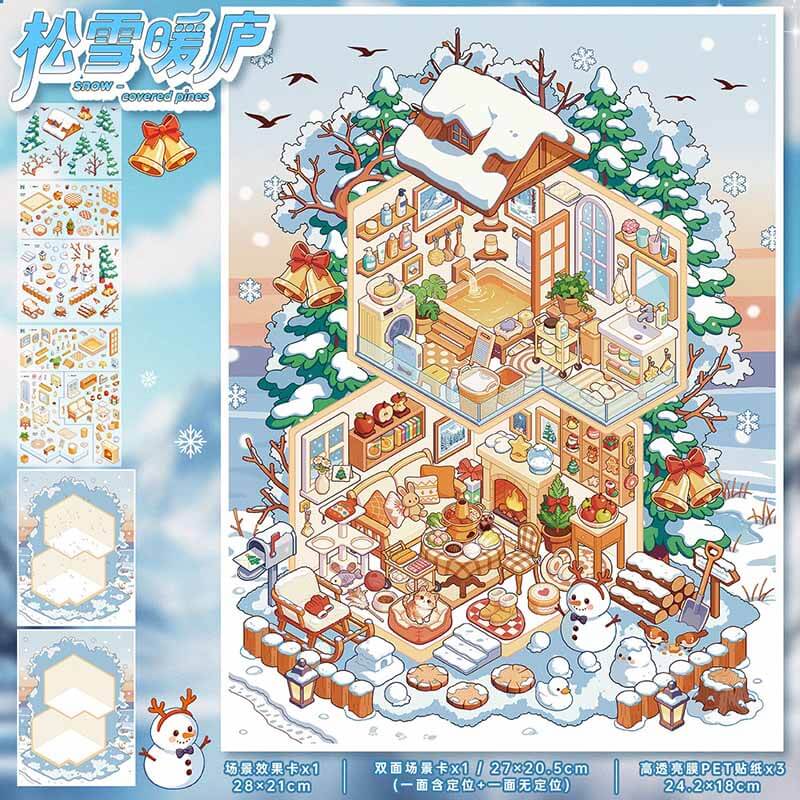 Mountain Haven DIY 3D Scene Stickers 4 Cute Scenes(L)