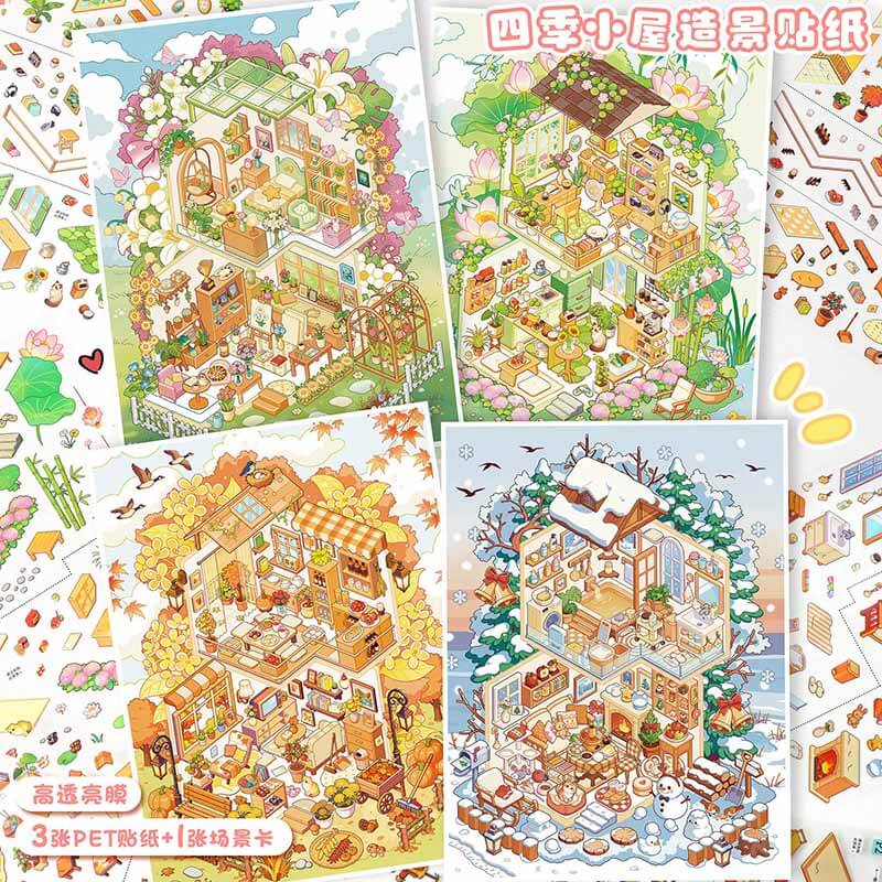 Mountain Haven DIY 3D Scene Stickers 4 Cute Scenes(L)