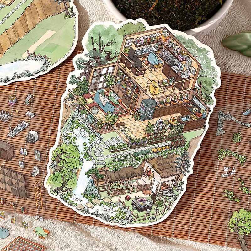 Mountain Veil DIY 3D Scene Stickers 4 Cute Miniature Scenes(S)