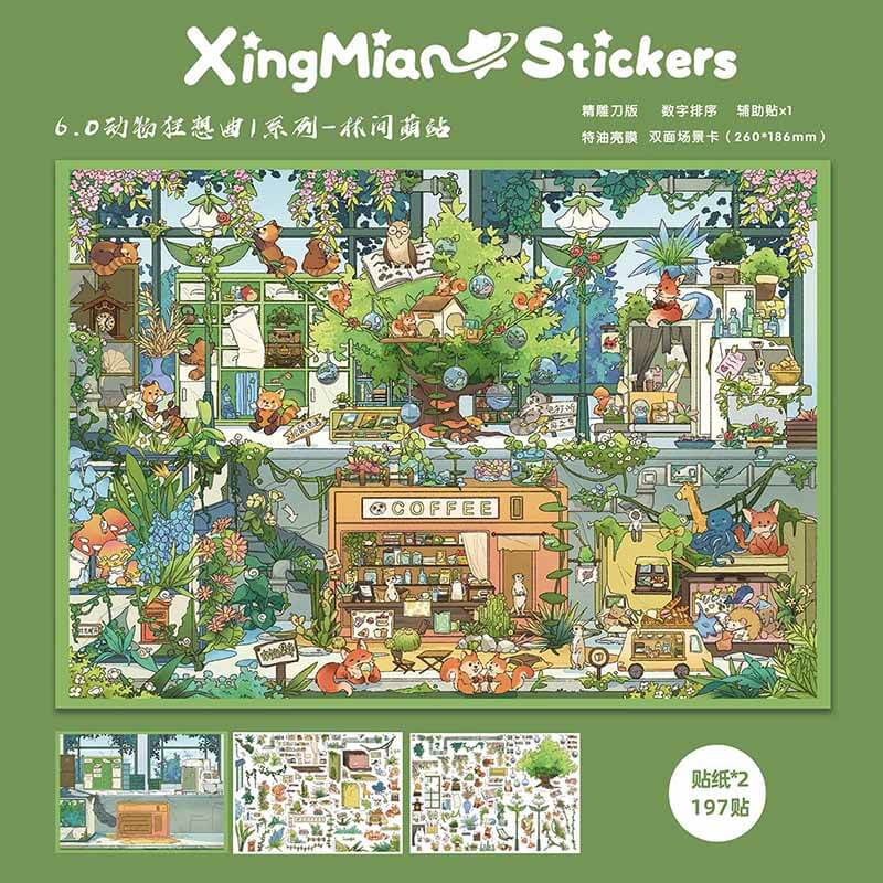 Mountain Shore DIY 3D Scene Stickers With Guide Lines(L)