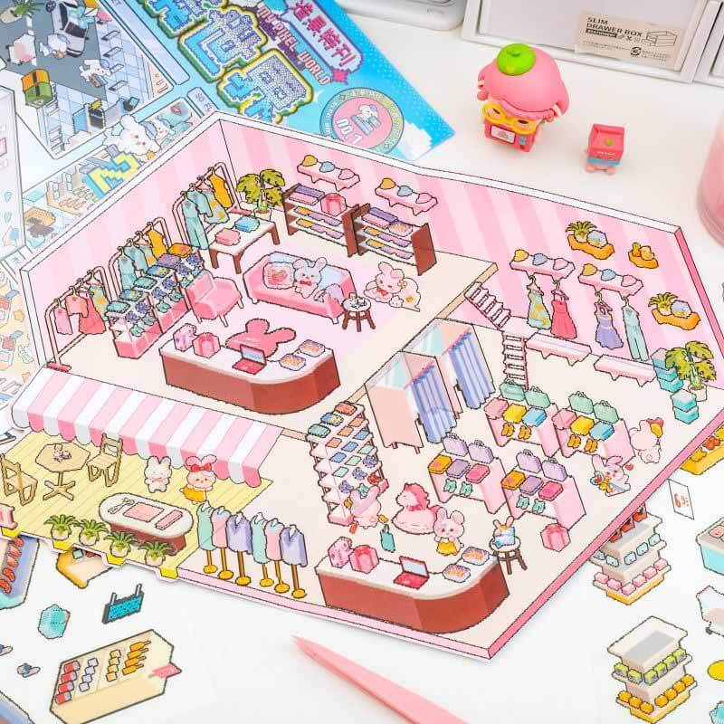 My Pixel Time DIY 3D Scene Stickers 4 Cute Miniature Scenes