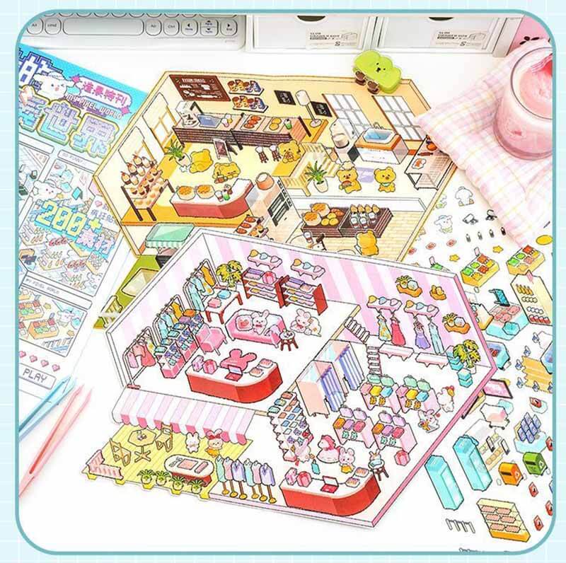 My Pixel Time DIY 3D Scene Stickers 4 Cute Miniature Scenes