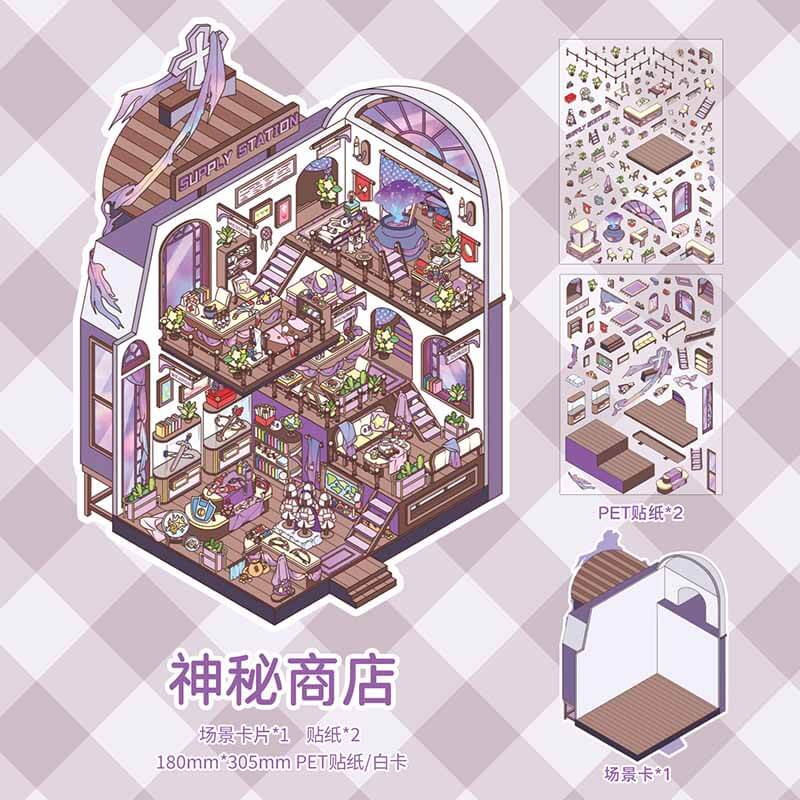 Enchanted Hideaway DIY 3D Scene Stickers 3 Cute Miniature Scenes(L)