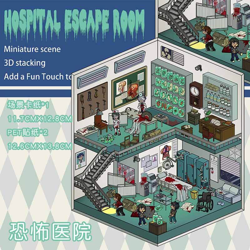 Mystery Horror Stories DIY 3D Scene Stickers 4 Cute Miniature Scenes(S)