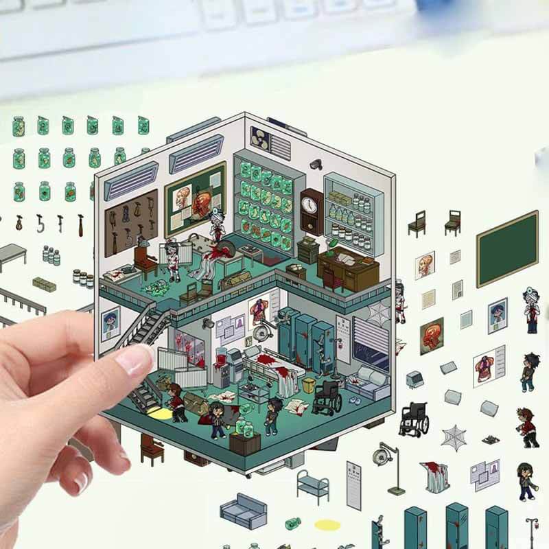 Mystery Horror Stories DIY 3D Scene Stickers 4 Cute Miniature Scenes(S)