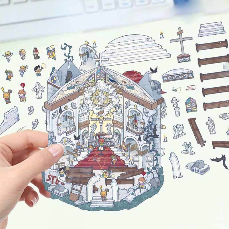 Mystery Horror Stories DIY 3D Scene Stickers 4 Cute Miniature Scenes(S)