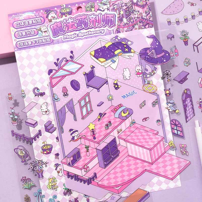 Mystic Realms DIY 3D Scene Stickers 4 Cute Miniature Scenes