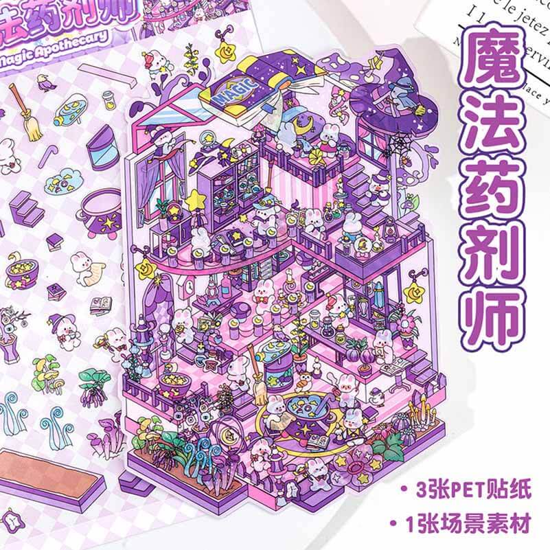 Mystic Realms DIY 3D Scene Stickers 4 Cute Miniature Scenes