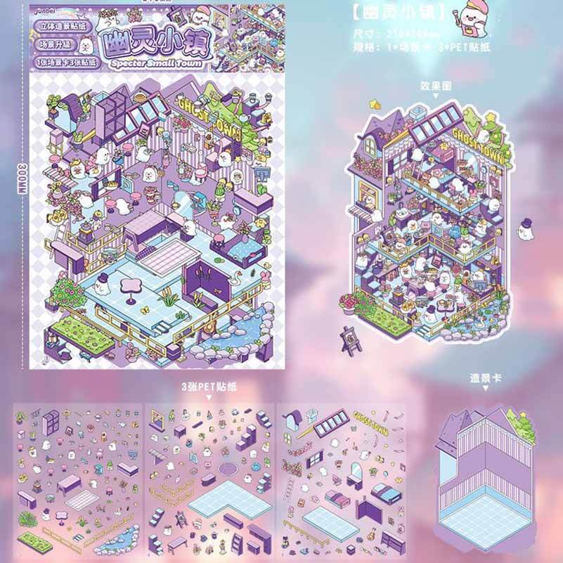 Mystic Realms DIY 3D Scene Stickers 4 Cute Miniature Scenes