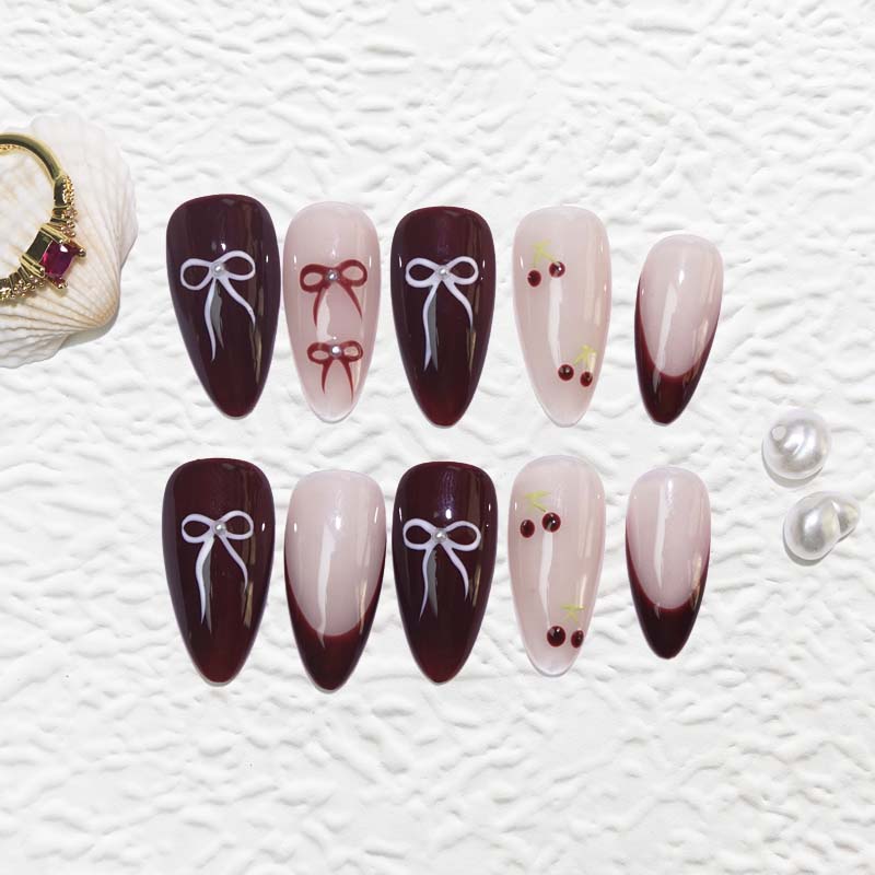 Art Garden Press On Nails Cherry Bow Delight 147
