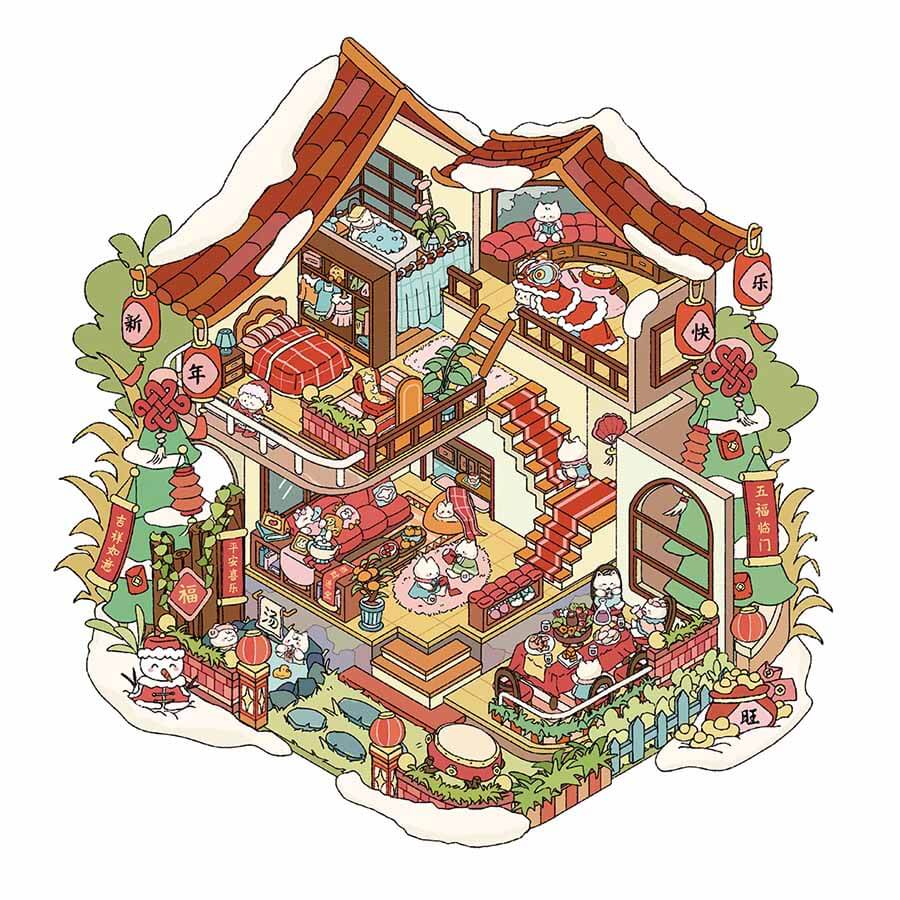 Magic Potion Shop DIY 3D Scene Stickers 4 Cute Miniature Scenes(L)