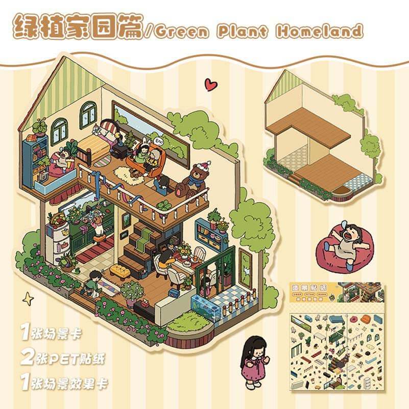 Happy Farm DIY 3D Scene Stickers 4 Cute Miniature Scenes(L)