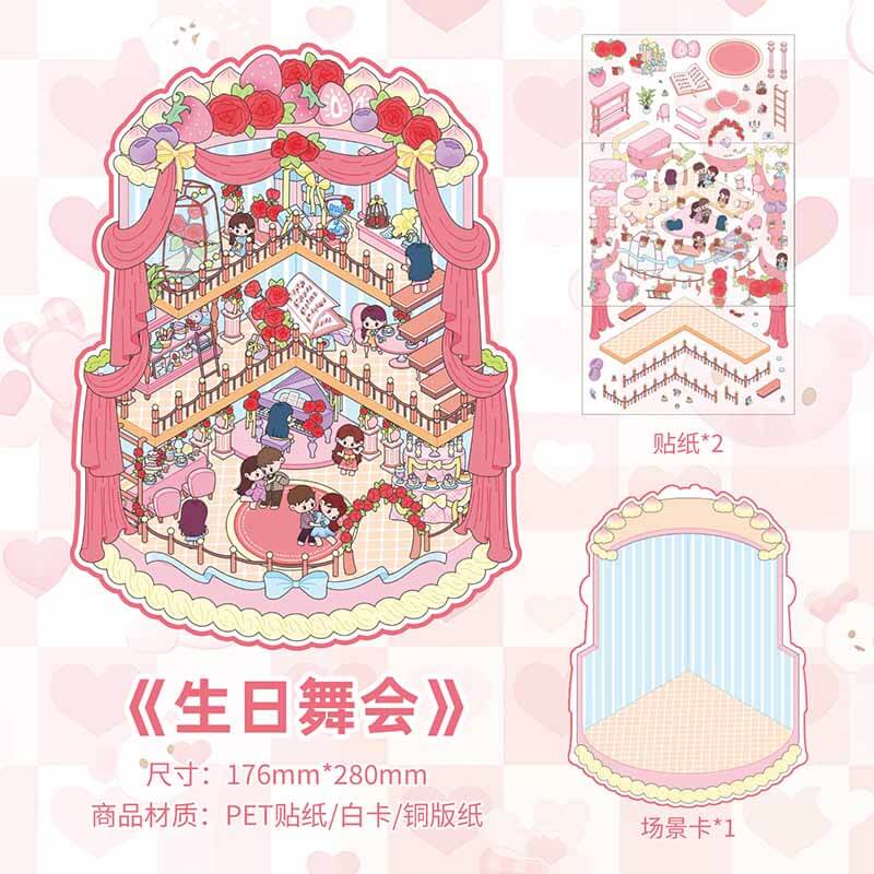 Nature Heart DIY 3D Scene Stickers 2 Cute Miniature Scenes(M)