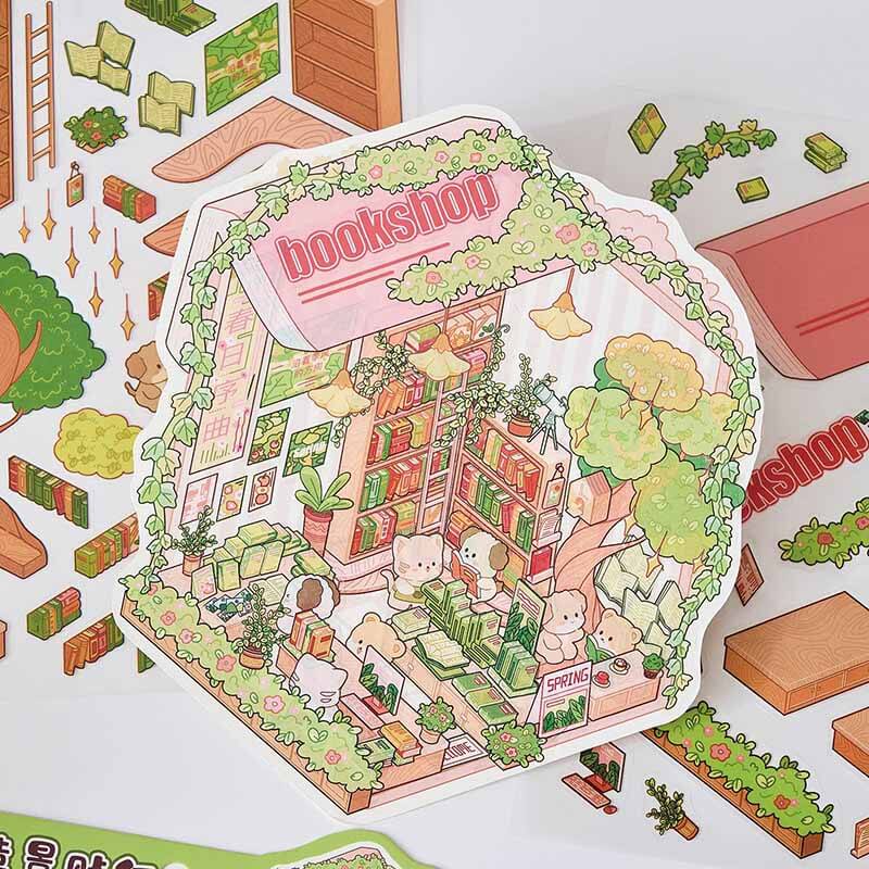 Nature Heart DIY 3D Scene Stickers 2 Cute Miniature Scenes(M)