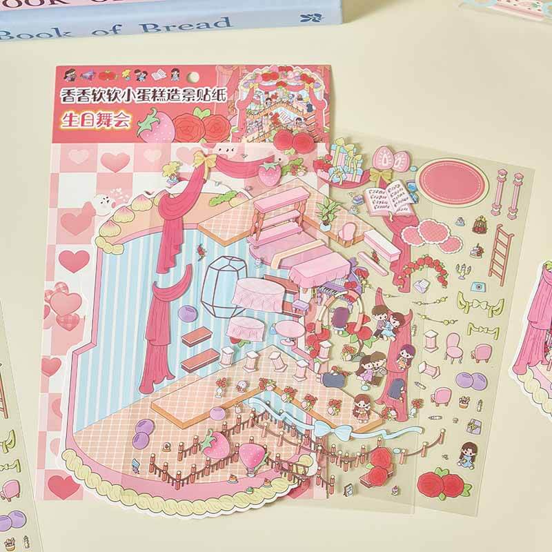 Nature Heart DIY 3D Scene Stickers 2 Cute Miniature Scenes(M)