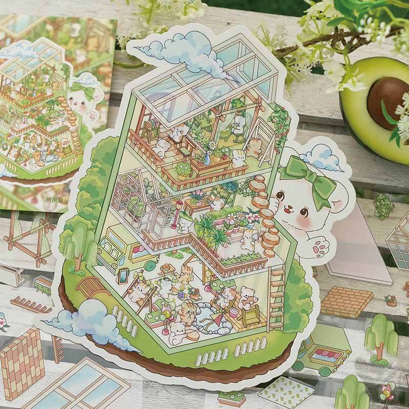 Nature Heart DIY 3D Scene Stickers 2 Cute Miniature Scenes(M)