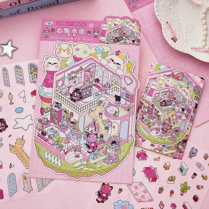 Nature Heart DIY 3D Scene Stickers 2 Cute Miniature Scenes(M)