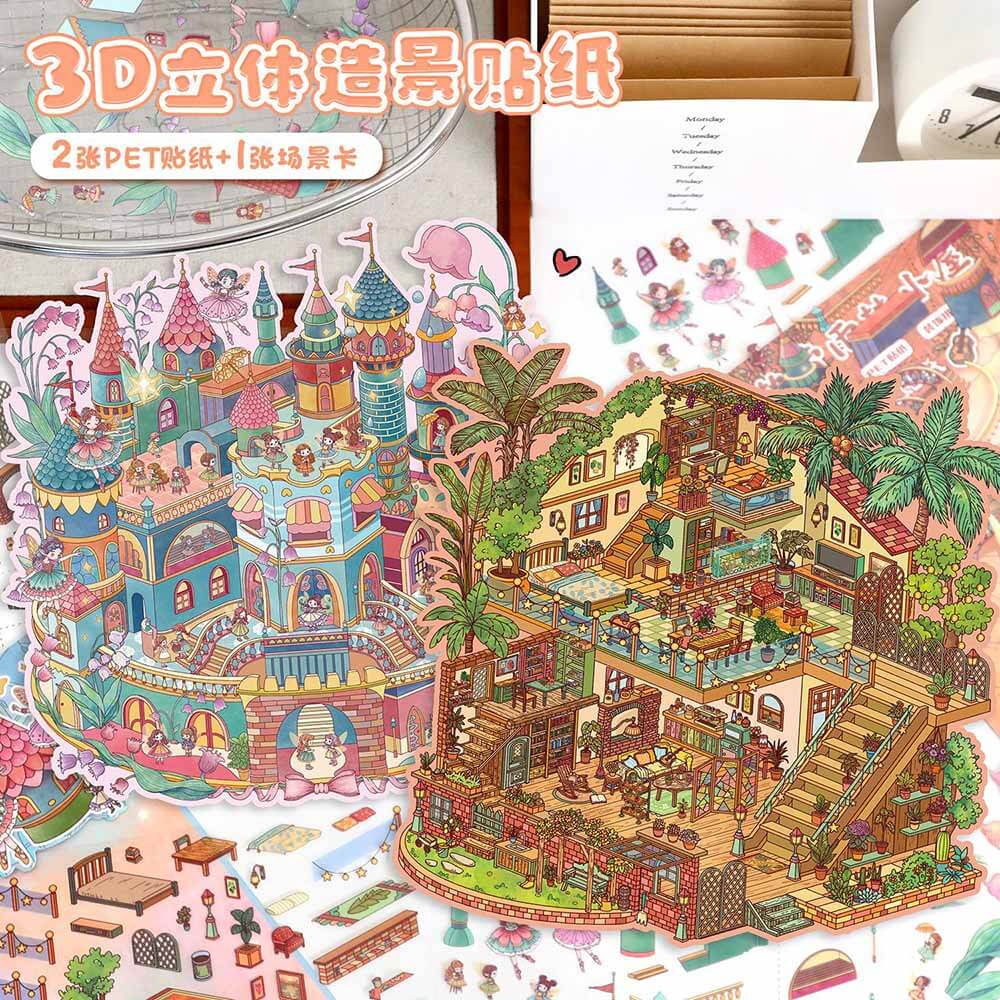 Nature’s Secret DIY 3D Scene Stickers 2 Cute Miniature Scenes(L)