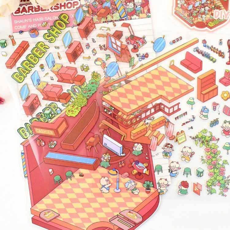 Neon Corner DIY 3D Scene Stickers 4 Cute Miniature Scenes(S)