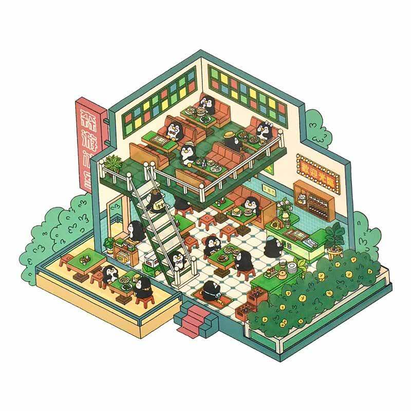 Neon Corner DIY 3D Scene Stickers 4 Cute Miniature Scenes(S)
