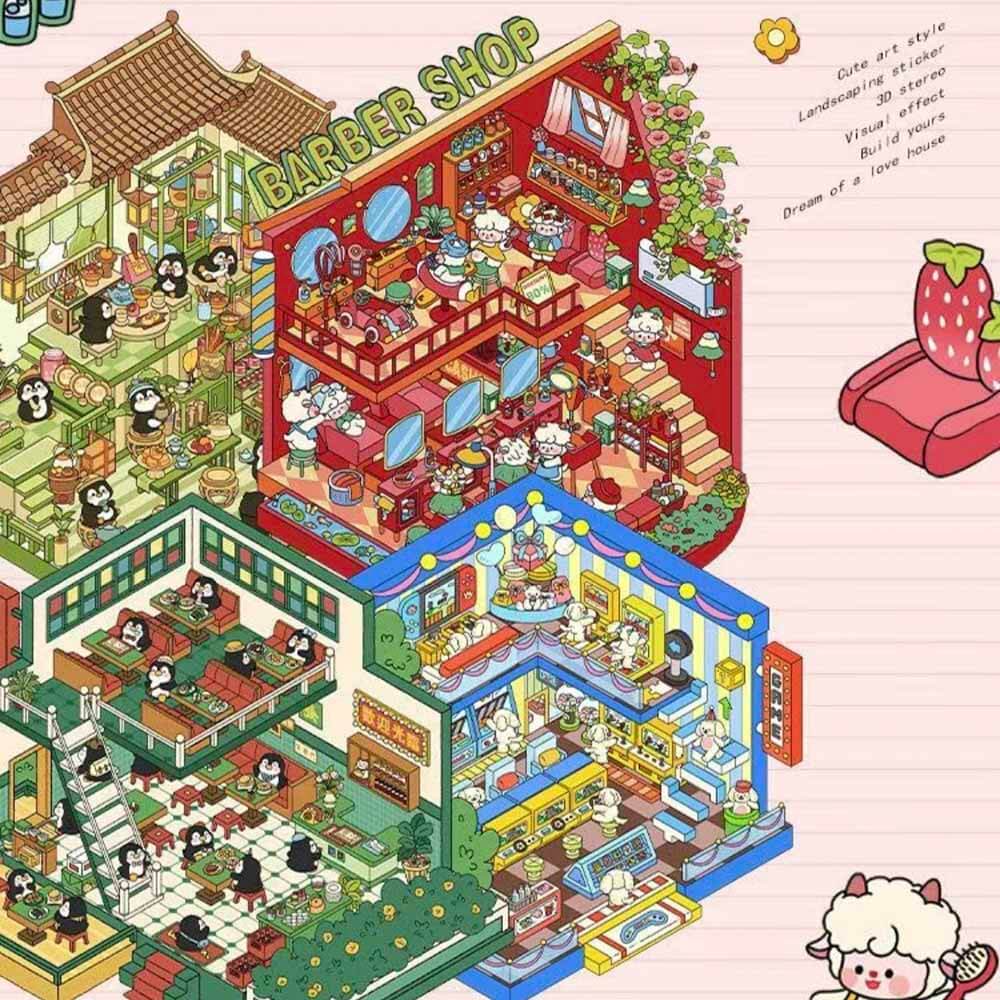 Neon Corner DIY 3D Scene Stickers 4 Cute Miniature Scenes(S)