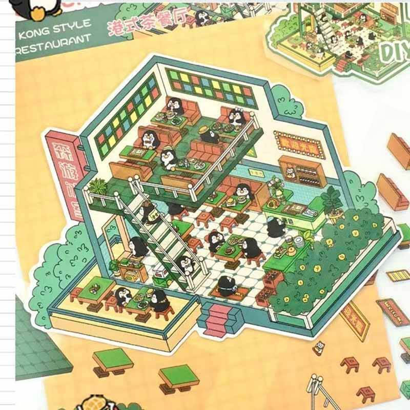 Neon Corner DIY 3D Scene Stickers 4 Cute Miniature Scenes(S)