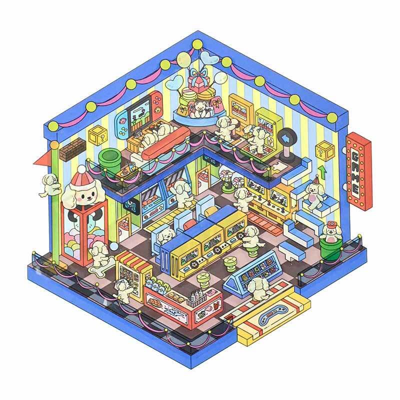 Neon Corner DIY 3D Scene Stickers 4 Cute Miniature Scenes(S)