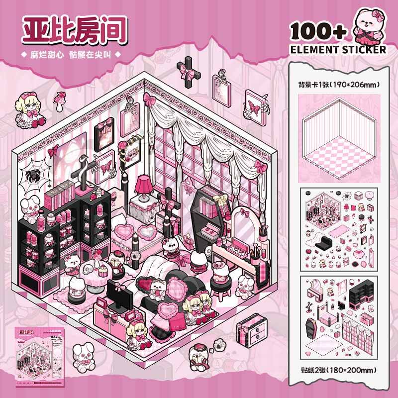 Nocturnal Nooks DIY 3D Sticker Collection 20 Cute Miniature Scenes(M)