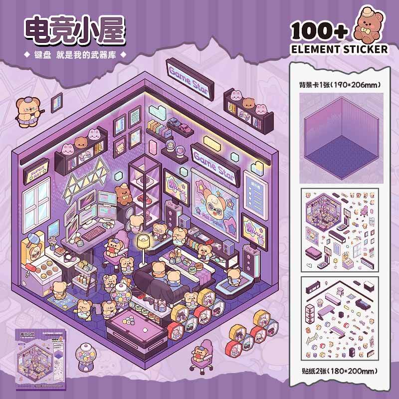 Nocturnal Nooks DIY 3D Sticker Collection 20 Cute Miniature Scenes(M)