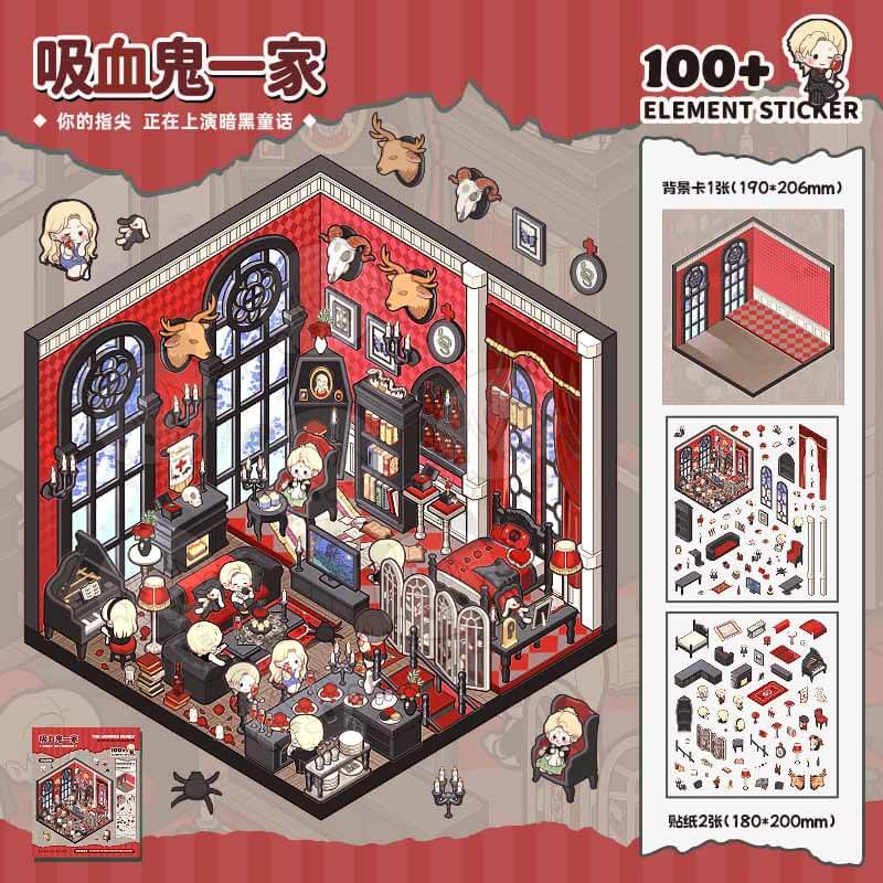 Nocturnal Nooks DIY 3D Sticker Collection 20 Cute Miniature Scenes(M)