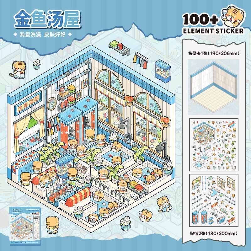 Nocturnal Nooks DIY 3D Sticker Collection 20 Cute Miniature Scenes(M)
