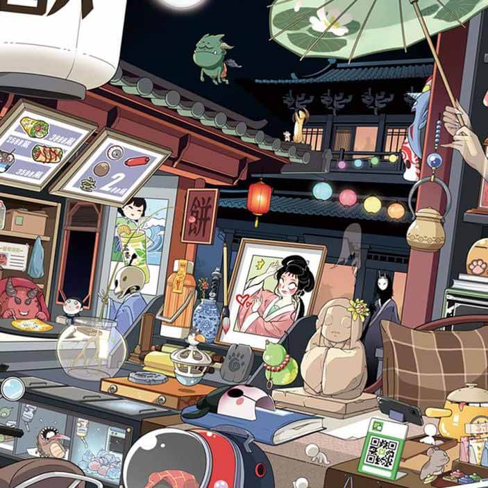 Nocturne Bazaar DIY 3D Scene Stickers 2 Cute Miniature Scenes(L)