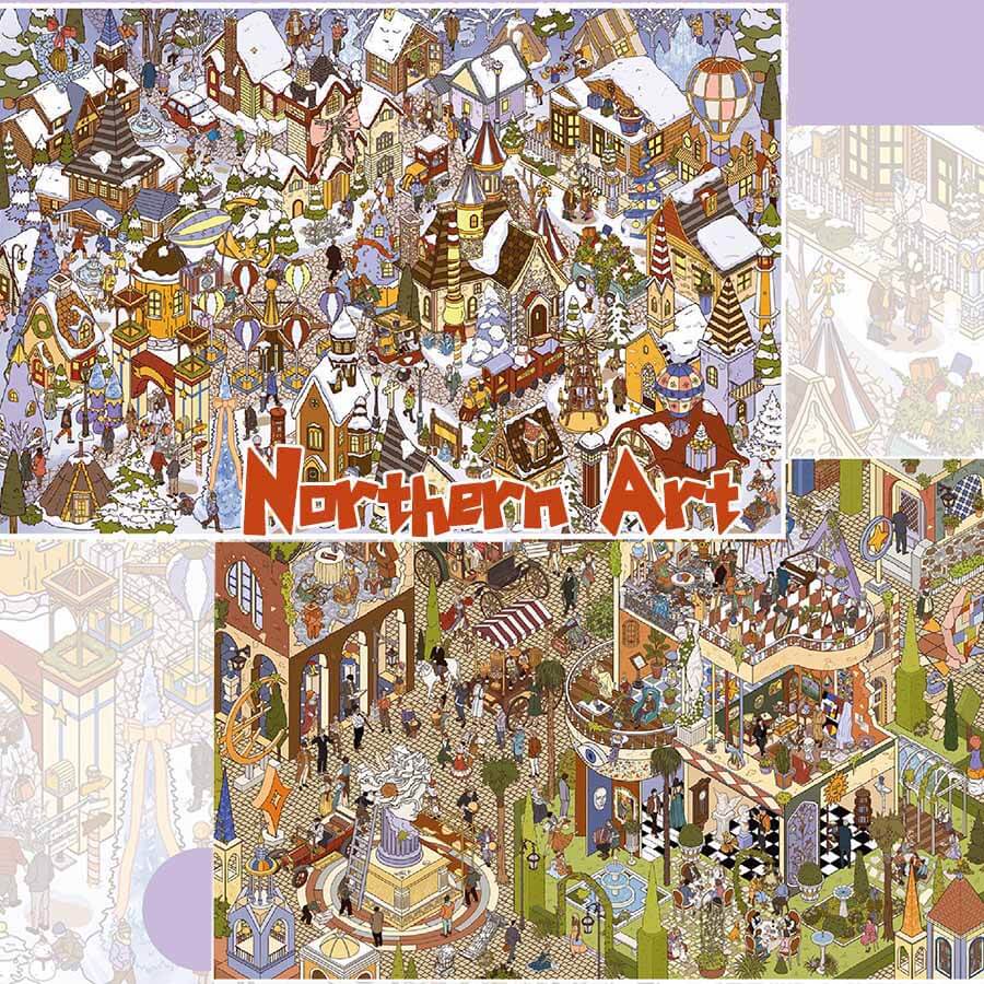 Northern Art DIY 3D Scene Stickers 2 Cute Scenes(XL)