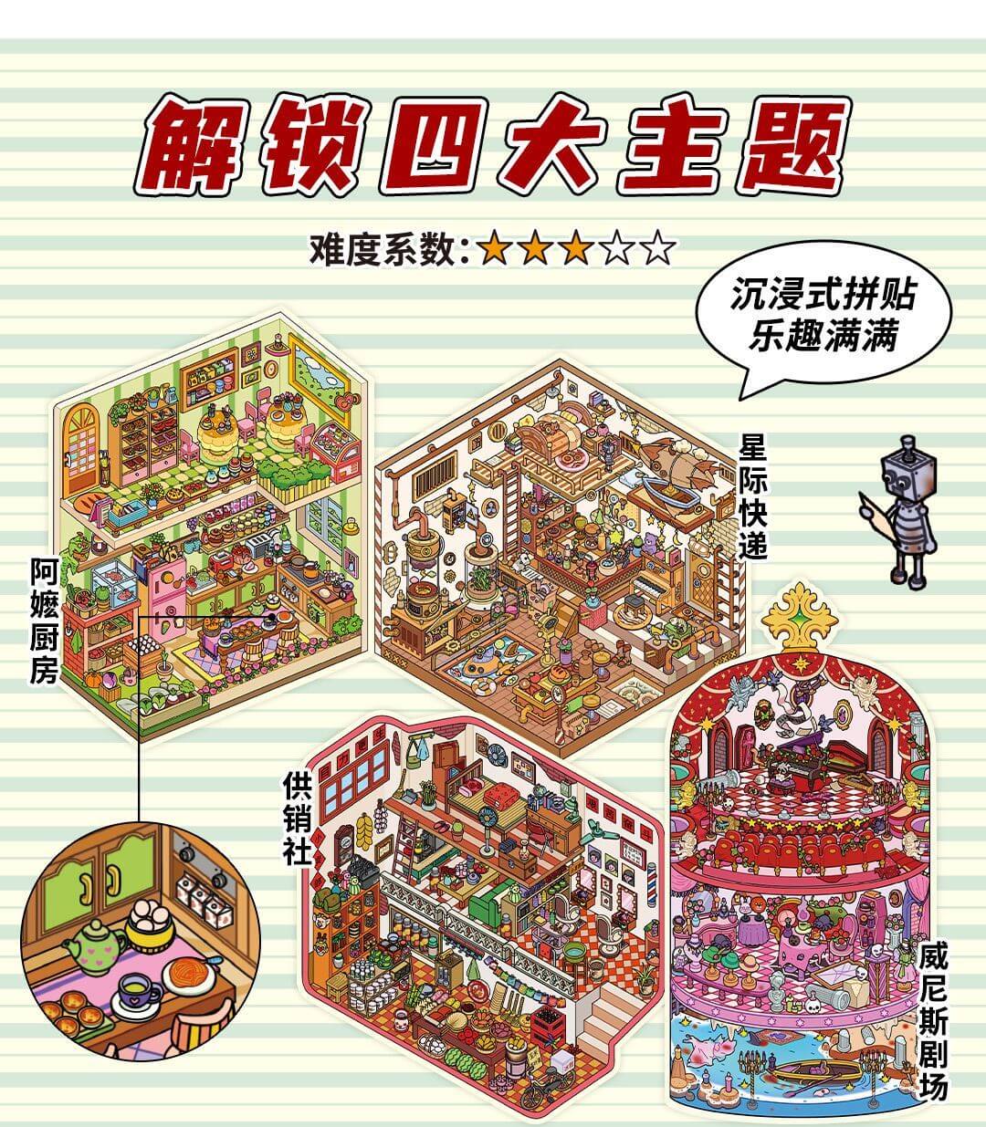 Nostalgic Chronicles DIY 3D Scene Stickers 4 Cute Miniature Scenes(S)