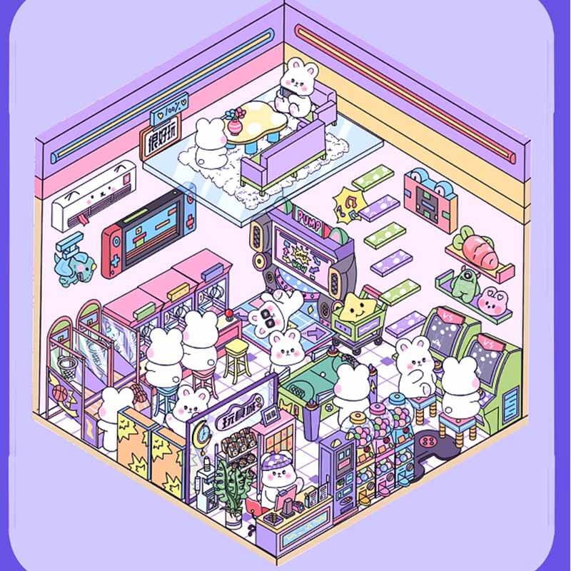 Blush Bunny Home DIY 3D Scene Stickers 4 Cute Miniature Scenes(S)