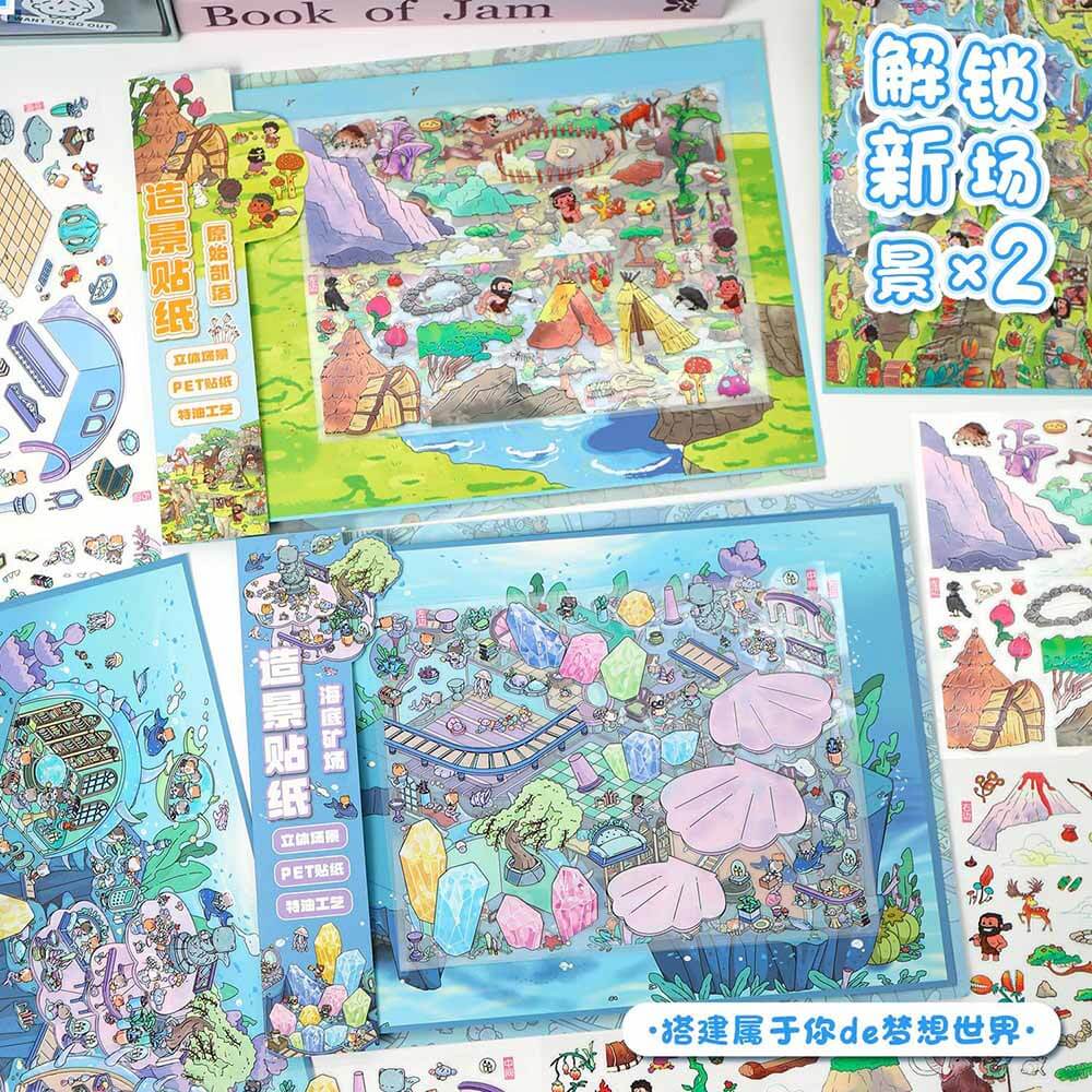 Ocean Frontier DIY 3D Scene Stickers 2 Cute Miniature Scenes(L)