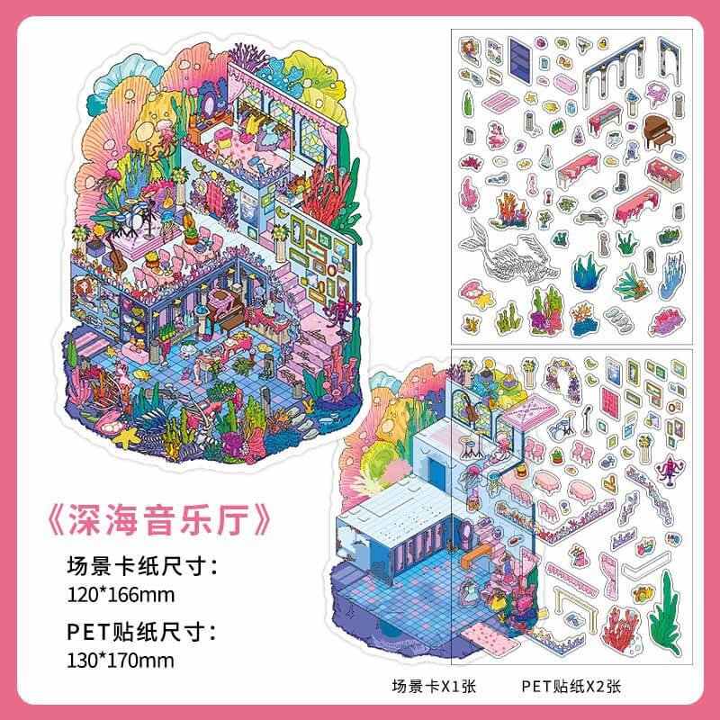 Oddity Space DIY 3D Scene Stickers 4 Cute Miniature Scenes(S)