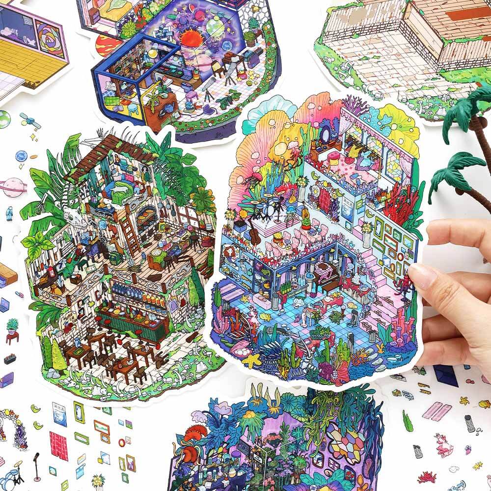 Oddity Space DIY 3D Scene Stickers 4 Cute Miniature Scenes(S)