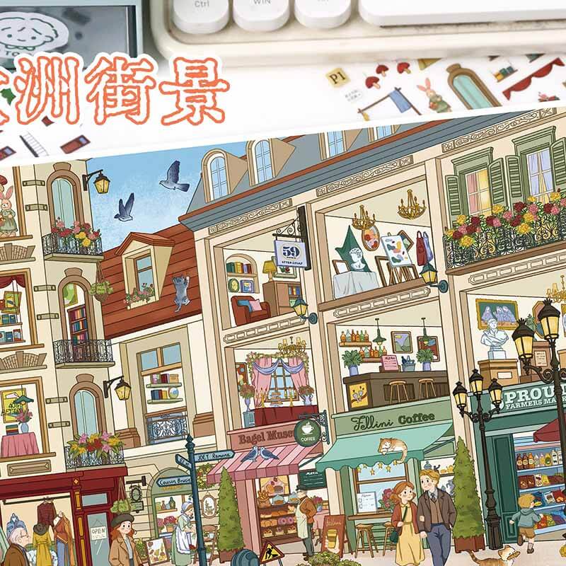 Old Europe DIY 3D Scene Stickers With Guide Lines(L)