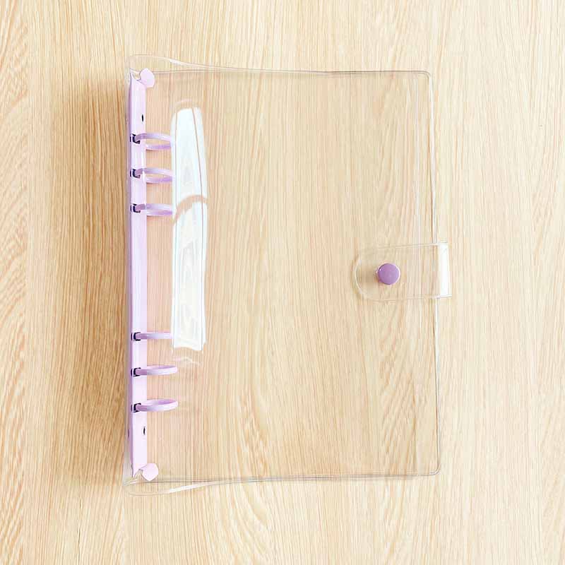 Classeur à anneaux ronds en PVC coloré avec fermeture à bouton-pression