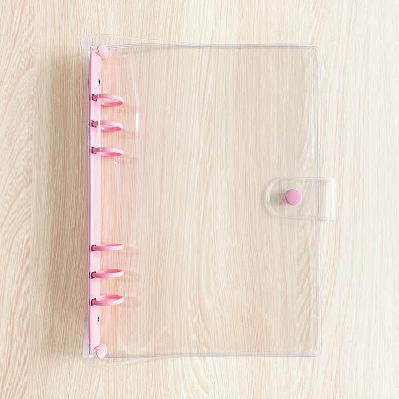 Classeur à anneaux ronds en PVC coloré avec fermeture à bouton-pression
