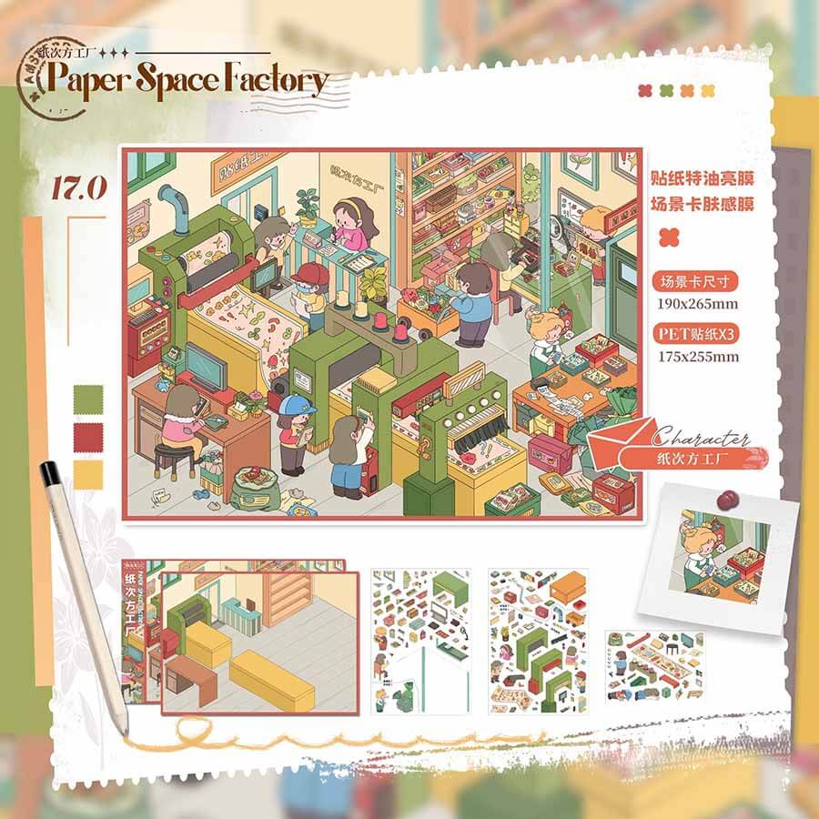 Paper Town Stories DIY 3D Scene Stickers 4 Cute Miniature Scenes(M)