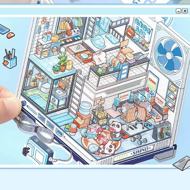 Pastel Dorm Life DIY 3D Scene Sticker 2 Cute Miniature Scenes