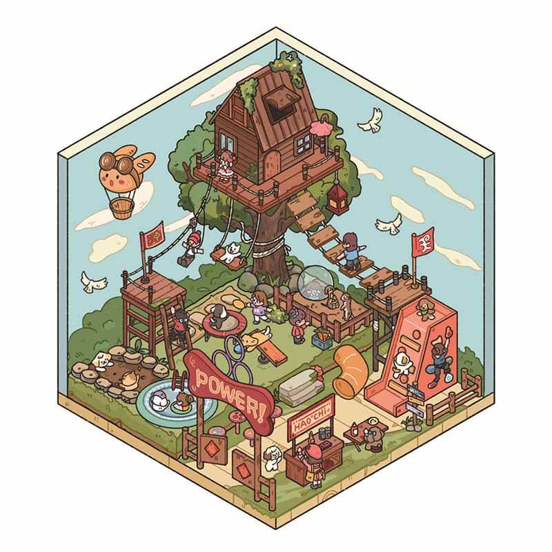 Paw Paradise DIY 3D Scene Stickers 4 Cute Miniature Scenes(S)