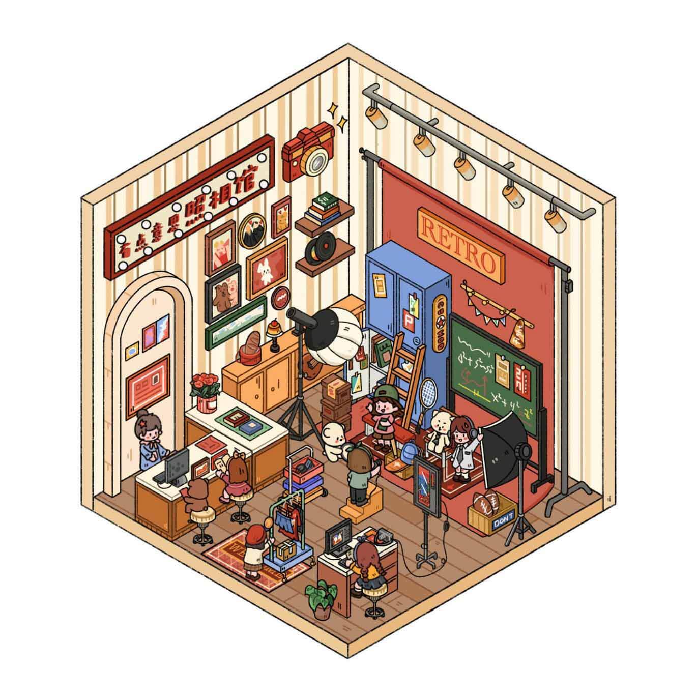 Paw Paradise DIY 3D Scene Stickers 4 Cute Miniature Scenes(S)