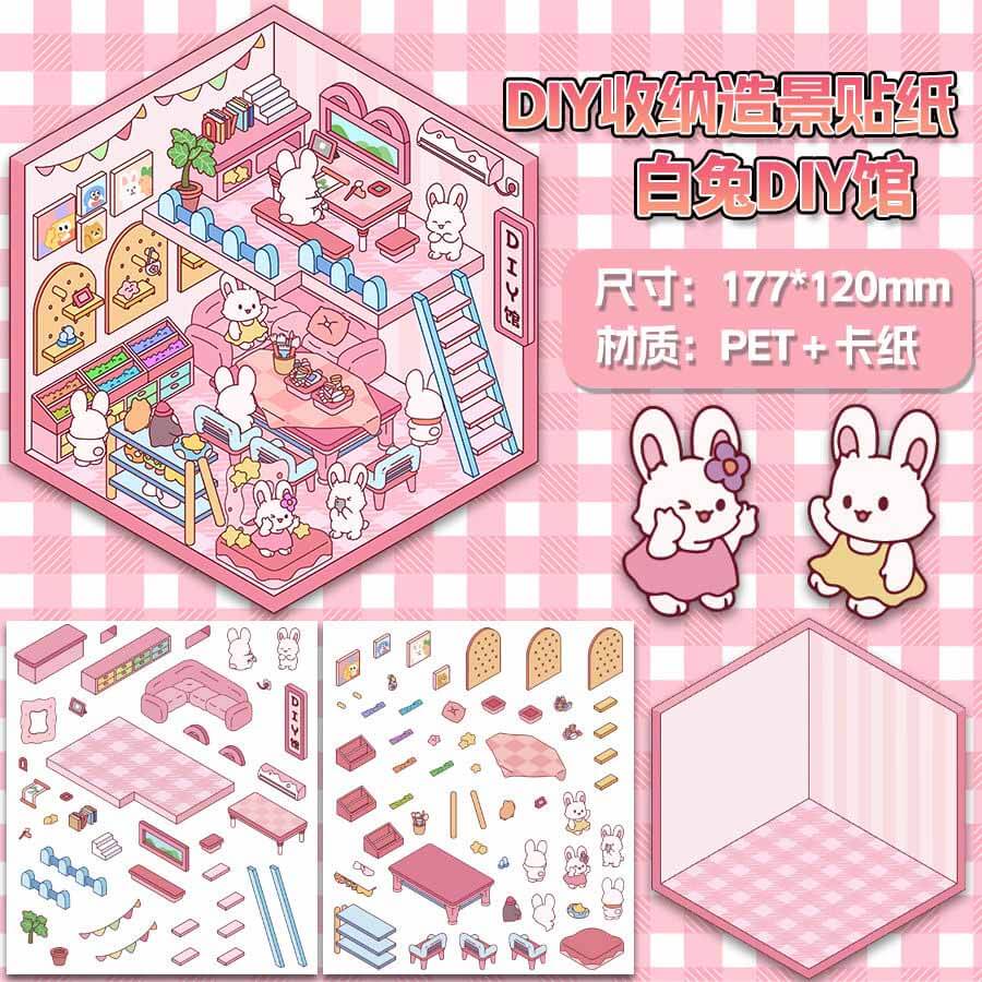 Paws Friends DIY 3D Scene Stickers 4 Cute Miniature Scenes(S)