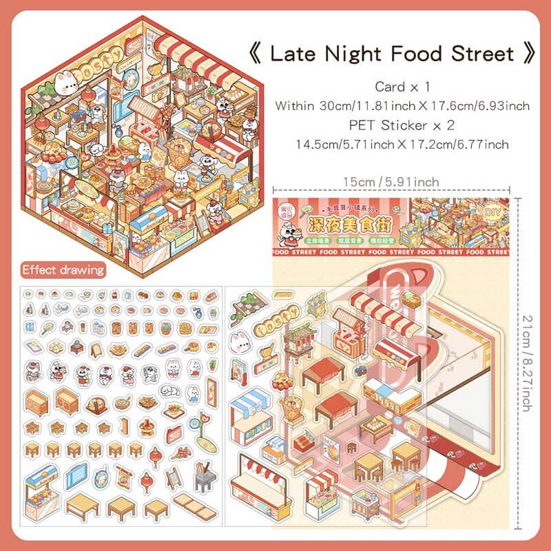 Paws & Palates DIY 3D Scene Stickers 4 Cute Miniature Scenes(S)